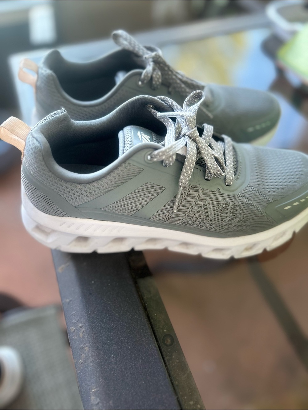 Avia Grey and White Womens Athletic Sneakers